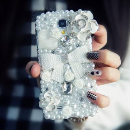 Floral Pearls Bow Bling Iphone 7 Plus, Iphone 6 6s..