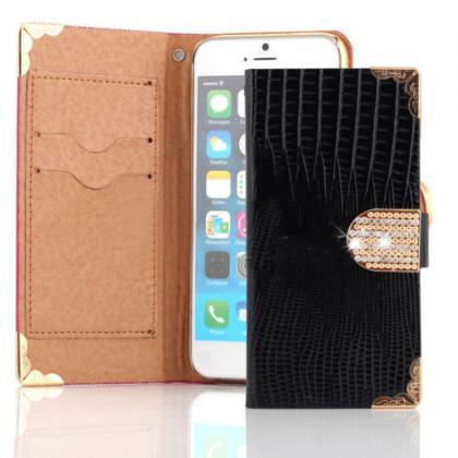 Black Luxury Bling Phone Wallet Flip Case Cover,..