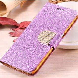 Purple Bling Iphone 7 Plus Leather Wallet Case,..