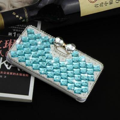 Bowknot Light Blue Iphone 7 Plus Leather Wallet..