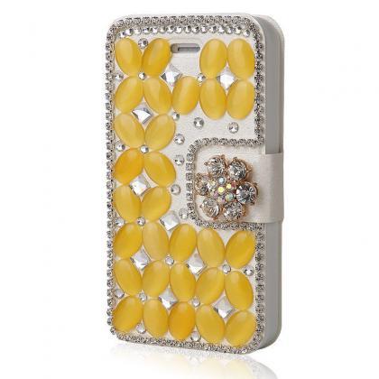 Yellow Bling Iphone 7 Plus Leather Wallet Case,..
