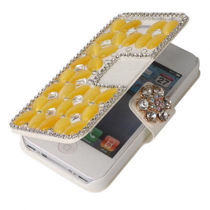 Yellow Bling Iphone 7 Plus Leather Wallet Case,..