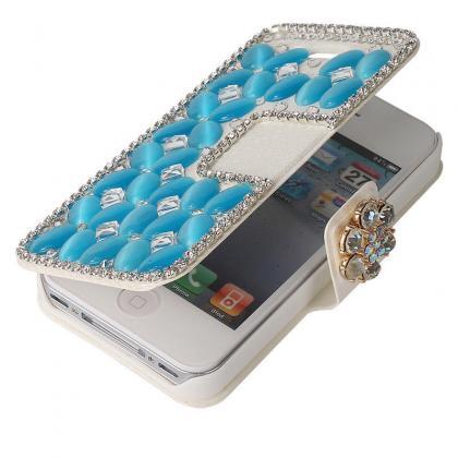 Blue Bling Iphone 7 Plus Leather Wallet Case,..