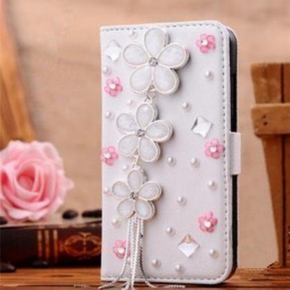 Flower Bling Iphone 7 Plus Leather Wallet Case,..