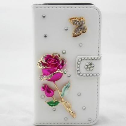 Rose Bling Iphone 7 Plus Leather Wallet Case,..