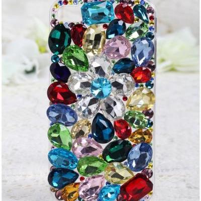 Rainbow crystal bling iPhone 6 case, iPhone 6 Plus case, iPhone 5s case, iPhone 5 case, bling wallet case for samsung galaxy note 4 note 4 edge s6 s6 edge s5 s4 s3