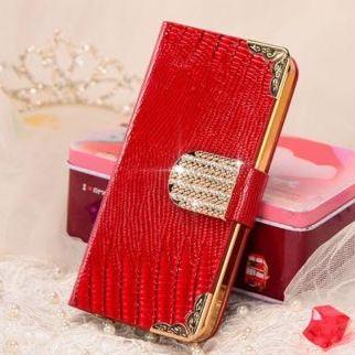 IPhone 6 Case, IPhone 6 Plus Case, IPhone 5s Case, IPhone 4s Case, Bling Wallet Case For Samsung Galaxy Note 4 Note 4 Edge S6 S6 Edge S5 S4 S3, Red Luxury bling phone wallet flip case cover