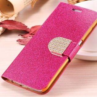 IPhone 6 Case, IPhone 6 Plus Case, IPhone 5s Case, IPhone 4s Case, Bling Wallet Case For Samsung Galaxy Note 4 Note 4 Edge S6 S6 Edge S5 S4 S3,Hot Pink Luxury bling phone wallet flip case cover