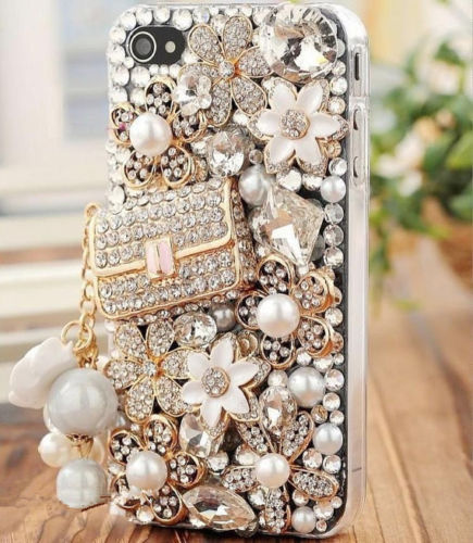 Cute Handbag Flowers Pearls Crystal Bling Iphone 7 Plus, Iphone 6 6s Case, Iphone 6 6s Plus Case, Iphone 5s Se Case, Iphone 5c Case, Bling Wallet