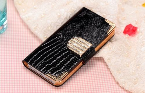Black Luxury Bling Phone Wallet Flip Case Cover, Bling Iphone 7 Plus Leather Wallet Case, Iphone 6 6s Plus Leather Case, Iphone 5s Se Leather