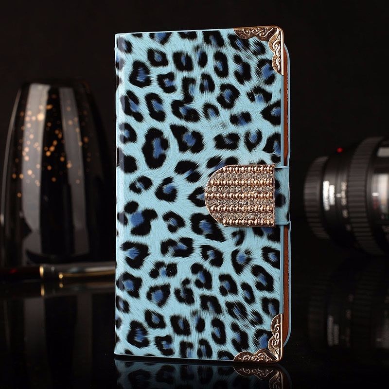Blue Leopard Luxury Bling Phone Wallet Flip Case Cover, Bling Iphone 7 Plus Leather Wallet Case, Iphone 6 6s Plus Leather Case, Iphone 5s Se